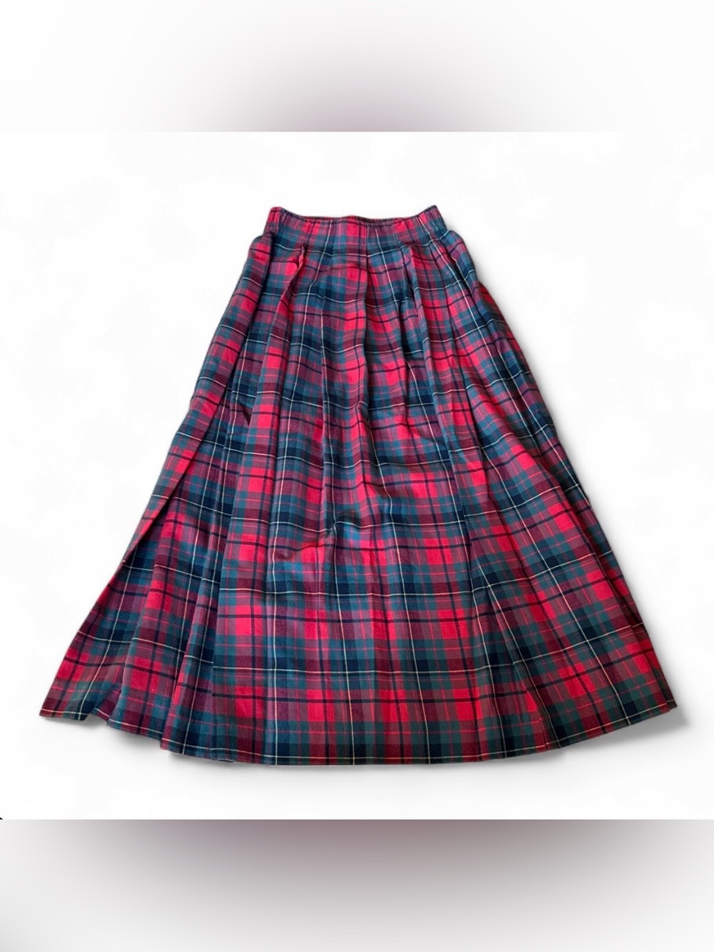 90s Talbots cotton plaid midi skirt - Picture 1 of 3